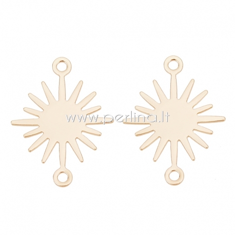 Brass connector "Sun", real 18K gold plated, 18x13.5x0.5mm, 1 pc