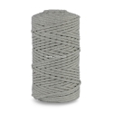 Knitted cotton cord with polyester core, grey, 3 mm, 100 m