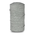 Knitted cotton cord with polyester core, grey with silver thread, 3 mm, 100 m