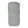 Knitted cotton cord with polyester core, grey with silver thread, 3 mm, 100 m
