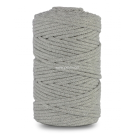 Knitted cotton cord with polyester core, grey, 5 mm, 100 m