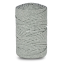 Knitted cotton cord with polyester core, grey with silver thread, 5 mm, 100 m