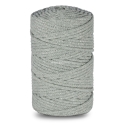 Megzta medvilninė virvė su poliesterio užpildu, pilka su sidabro sp. blizgučiu, 5 mm, 100 m