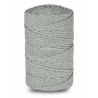 Knitted cotton cord with polyester core, grey with silver thread, 5 mm, 100 m