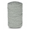 Megzta medvilninė virvė su poliesterio užpildu, pilka su sidabro sp. blizgučiu, 5 mm, 100 m