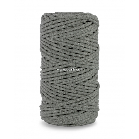 Knitted cotton cord with polyester core, dark grey, 3 mm, 100 m