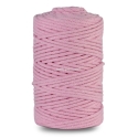 Knitted cotton cord with polyester core, pink, 5 mm, 100 m