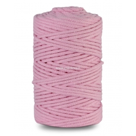 Knitted cotton cord with polyester core, pink, 5 mm, 100 m