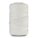 Knitted cotton cord with cotton core, white, 5 mm, 100 m