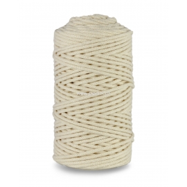 Knitted cotton cord with cotton core, ivory, 3 mm, 100 m