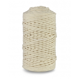 Megzta medvilninė virvė su medvilnės užpildu, dramblio kaulo sp., 3 mm, 100 m
