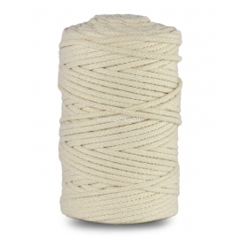 Knitted cotton cord with cotton core, ivory, 5 mm, 100 m