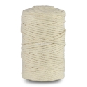 Knitted cotton cord with cotton core, ivory, 5 mm, 100 m