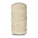 Knitted cotton cord with cotton core, ivory with gold thread, 3 mm, 100 m