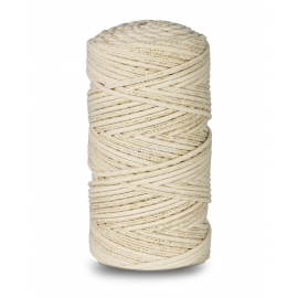 Megzta medvilninė virvė su medvilnės užpildu, dramblio kaulo su aukso blizgučiu sp., 3 mm, 100 m