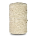 Knitted cotton cord with cotton core, ivory with gold tread, 5 mm, 100 m