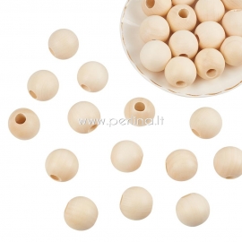 Wood bead, natural wood color, 30 mm, 1 pc