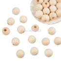 Wood bead, natural wood color, 30 mm, 1 pc