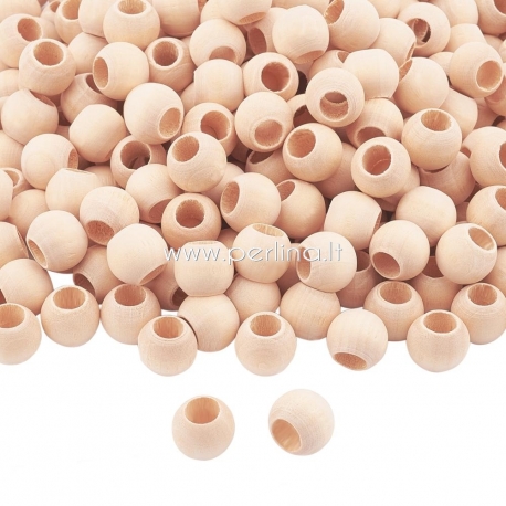 Wood bead, natural wood color, 14 mm, 1 pc