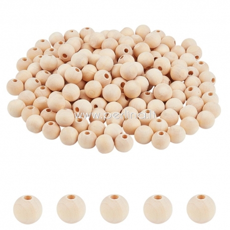 Wood bead, natural wood color, 12 mm, 1 pc