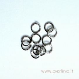 Nickel tone open jump ring, 5 mm, 10 pcs