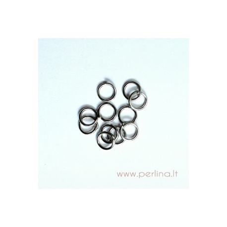 Nickel tone open jump ring, 5 mm, 10 pcs