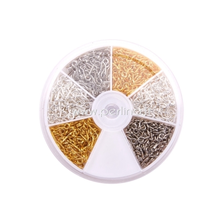 Screw eye pin peg bail, iron, various colors, 8-10x4x1mm, 1box