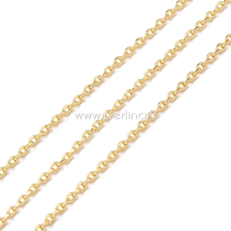 Brass cable chain, gold plated, 2.3x1.2x0.4mm, 10 cm
