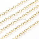 Brass cable chain, gold plated, 5x3.5x0.7mm, 10 cm