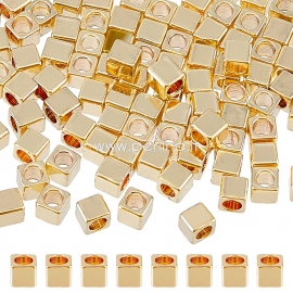 Spacer bead, golden, 3x3 mm, 1 pc