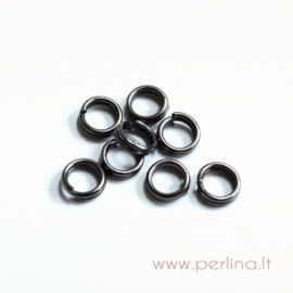 Black color double open jump ring, 5 mm, 10 pcs