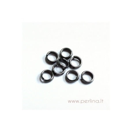 Black color double open jump ring, 5 mm, 10 pcs