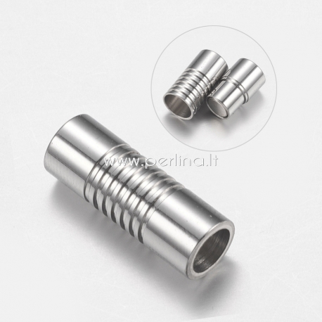 304 stainless steel magnetic clasp with glue-in ends, stainless steel color, 19x7 mm, 1 pc
