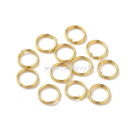 Double loop jump ring, 304 stainless steel, plated 18K gold, 6x1mm, 10 pcs