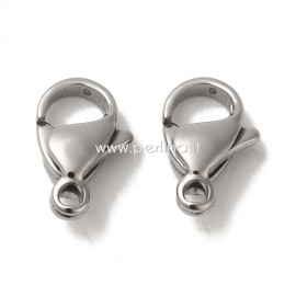 304 stainless steel lobster clasp, stainless steel color, 11x7x3.5 mm, 1 pc