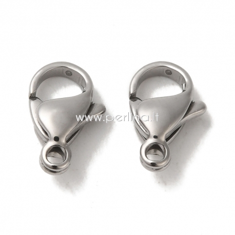 304 stainless steel lobster clasp, stainless steel color, 11x7x3.5 mm, 1 pc
