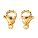 304 stainless steel lobster clasp, real 24K gold plated, 11x7x3.5 mm, 1 pc