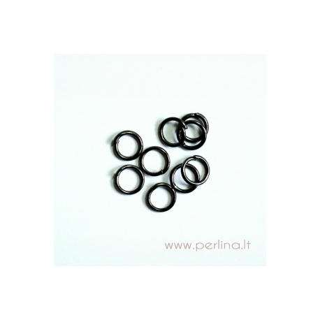 Black color open jump ring, 4 mm, 10 pcs