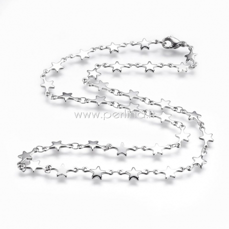 Stainless steel chain necklace "Star", lobster claw clasp, 45 cm long