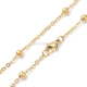 Stainless steel cable chain necklace with round beads, lobster claw clasp, golden color, 45.2 cm long