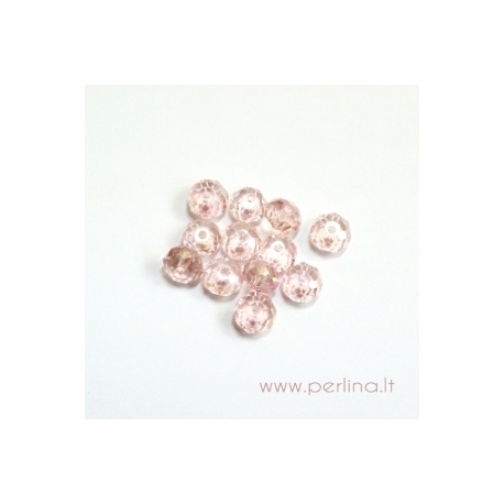 Stiklo karoliukas, light rose AB, 4x6 mm