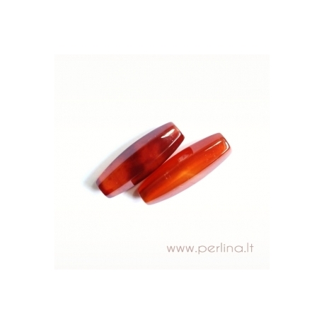 Šešiabriaunis pailgas agato karoliukas, 30x10 mm