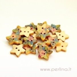 Medinė saga "Retro Flower, Star", 18x17 mm