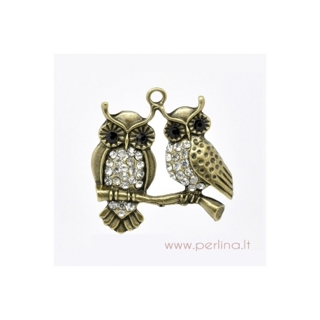 Bronzos sp. pakabukas "Owl", 3,7x3,7 cm