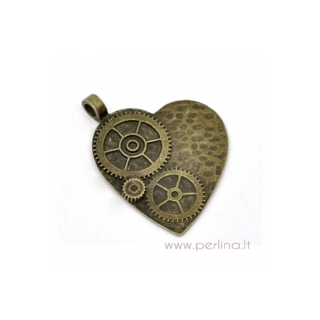 Bronzos sp. pakabukas "Wheel Heart", 5x3,8 cm