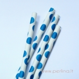 Paper straw, blue, dotted, 20 cm, 1 pc