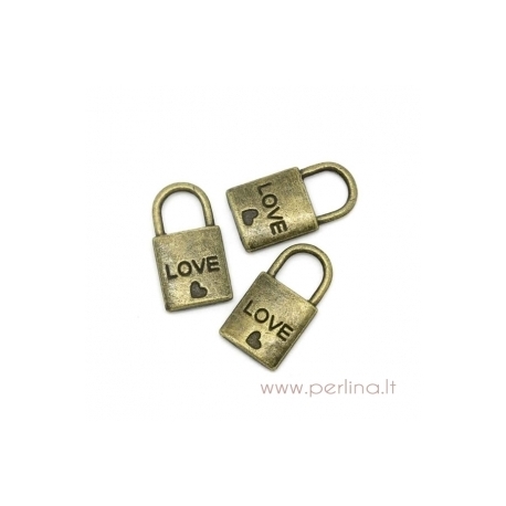 Bronzos sp. pakabukas "Love", 20x11 mm