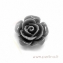 Akrilinis kabošonas "Grey Flower", 14x6 mm