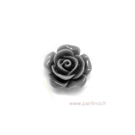 Akrilinis kabošonas "Grey Flower", 14x6 mm