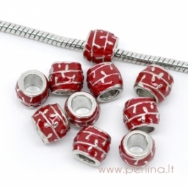 Pandora metalinis karoliukas, raudonas, 10x8 mm